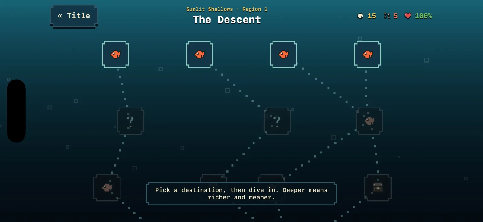 The branching descent route where players choose the next encounter